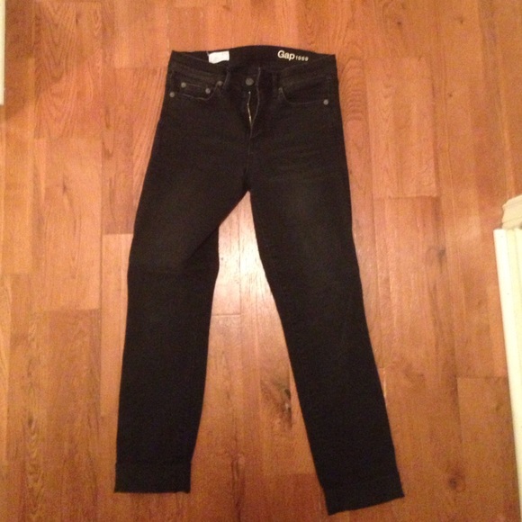 Gap 1969, Slim Straight Black Jeans, Faded Wash