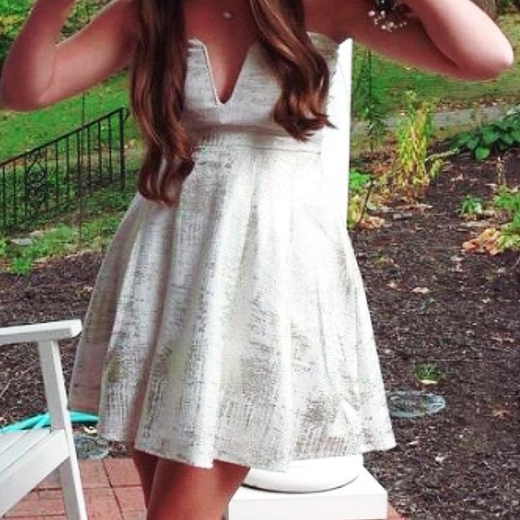 Charlotte Russe Dress White and Gold
