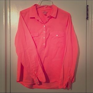J. Crew Neon coral pullover shirt