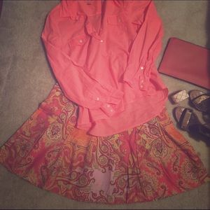 J. Crew paisley pleated skirt