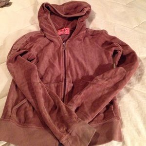 Juicy brown velour zip up hoodie