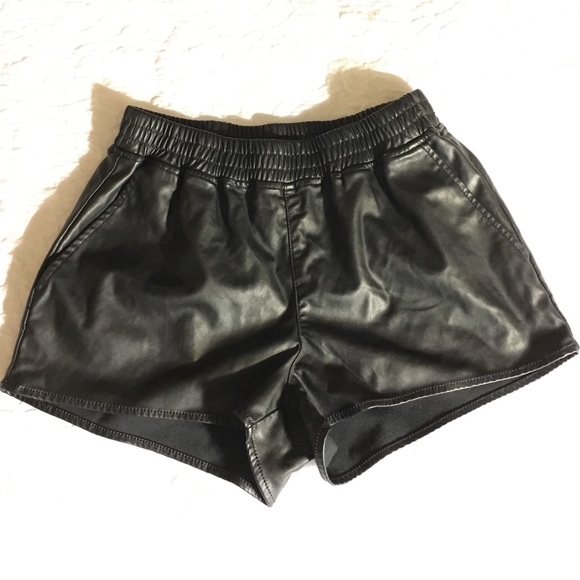 Black leather shorts