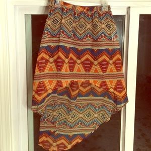 Patterned high low skirt