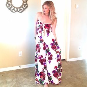 Strapless/halter floral maxi dress