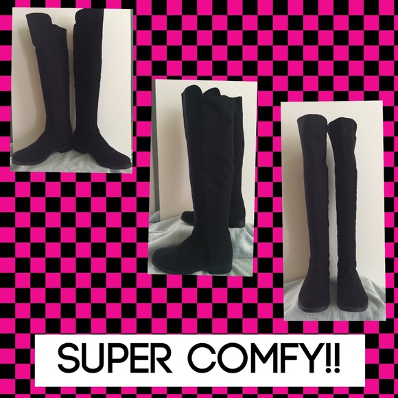 Black suede tall boots