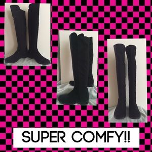 Black suede tall boots