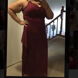 r&m richards shiny red formal dress