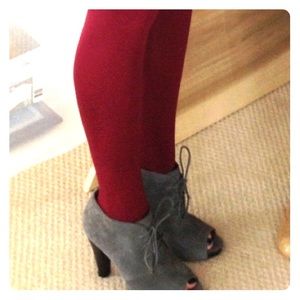 Ann Taylor LOFT Grey Suede Peep Toe Booties