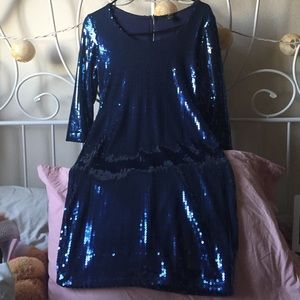 Blue Sequin Bodycon Dress