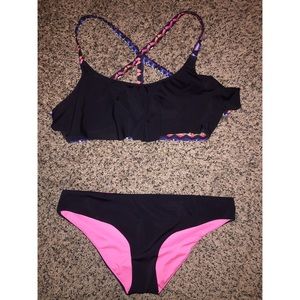 VS PINK Flouncy Top & Swim Bottoms