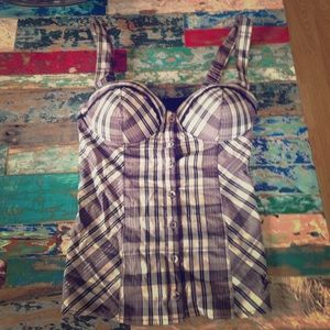 Guess xs plaid boustier tank. Padded.