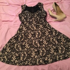 Beige & Black Lace Dress