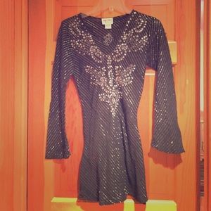 Black Shimmery Hippy Shirt