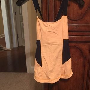Lulu yellow and dark navy tank.