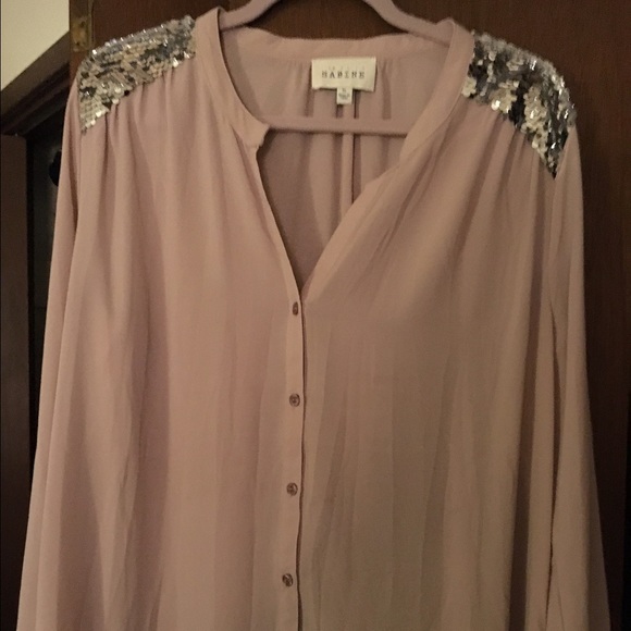 Pale lavender with sequence shoulders blouse