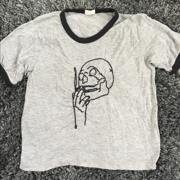 Brandy Melville Smoking Skeleton Shirt