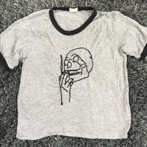 Brandy Melville Smoking Skeleton Shirt