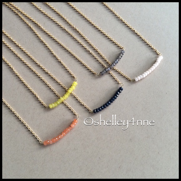 White Moonstone & 18k Gold Bar Necklace - Picture 3 of 4