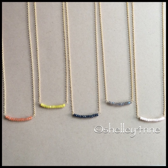 White Moonstone & 18k Gold Bar Necklace - Picture 4 of 4