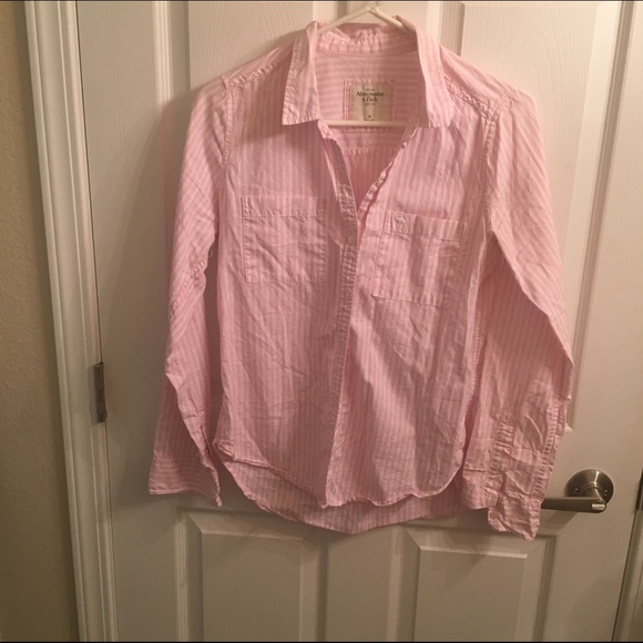 Abercrombie & Fitch pink striped button up shirt