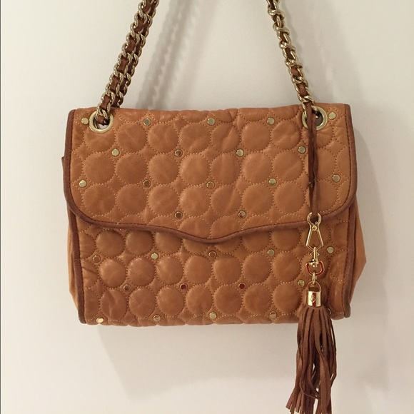 Rebecca Minkoff shoulder bag tan with gold studs