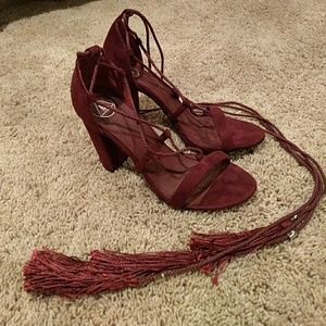 Missguided wrap oxblood sandals