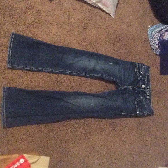 Dark wash children's jeans.