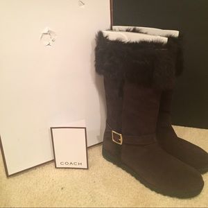 Authentic Coach Brown Winter Fur Boots
