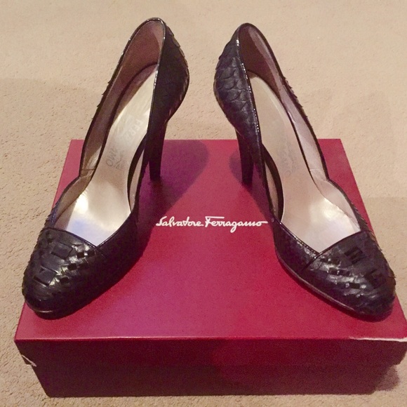Salvatore Ferragamo Black Python Pump