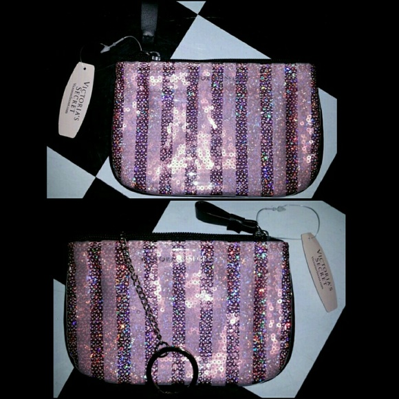Victoria's Secret Pink Stripe Bling Clutch Wallet - Picture 2 of 5