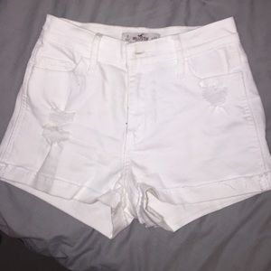White high waisted jean shorts