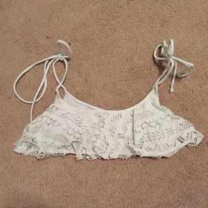 Lace style flowy bikini top with adjustable straps