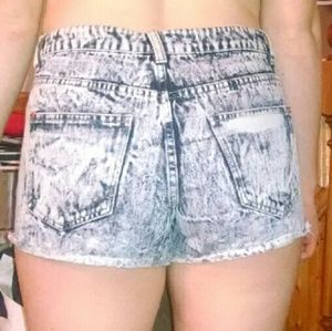 High-Waisted Acid Wash Cutoff Jean Shorts