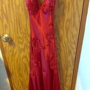 Deep red prom dress