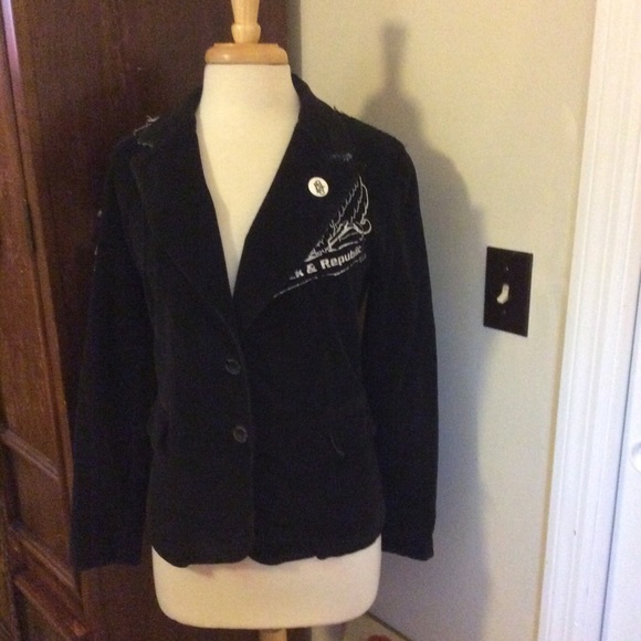 Rock & Republic black corduroy jacket w/graphics L