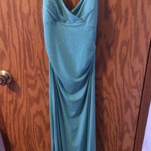 Teal sparkle prom dress