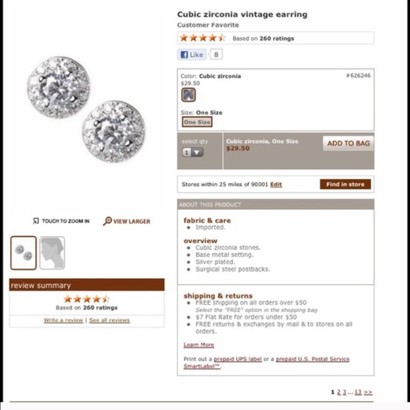 Banana Republic cubic zirconia studded earrings