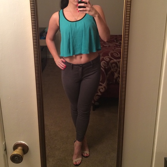 Flowing teal crop top