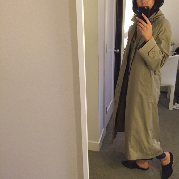 Lined London Fog Long Trench Coat - Picture 3 of 4