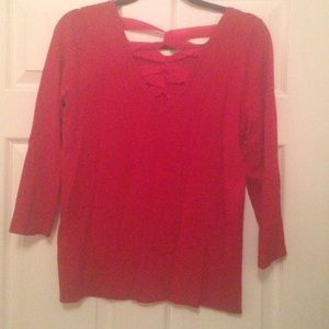 Red Sweater With Lace Up Back