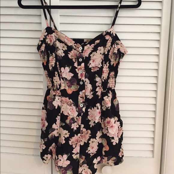 Floral Romper with button-up detail