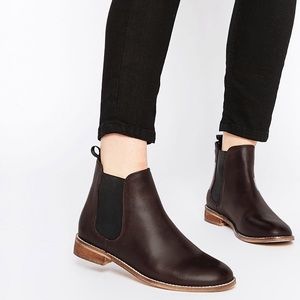 ASOS Leather Chelsea Ankle Boots in Oxblood