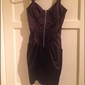 Betsy Johnson black satin cocktail dress