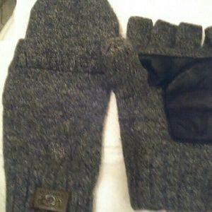 UGG Fingerless flip mitt glove w/ leather palm