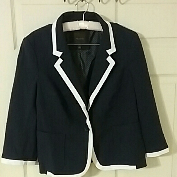 Navy blue blazer with white trim