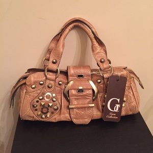 Leather studded handbag