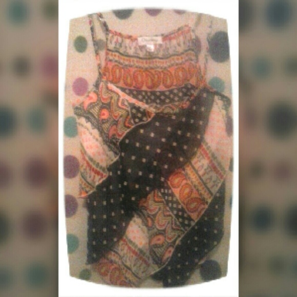 Olsenboye Chiffon Mixed Tank Top - Picture 2 of 4