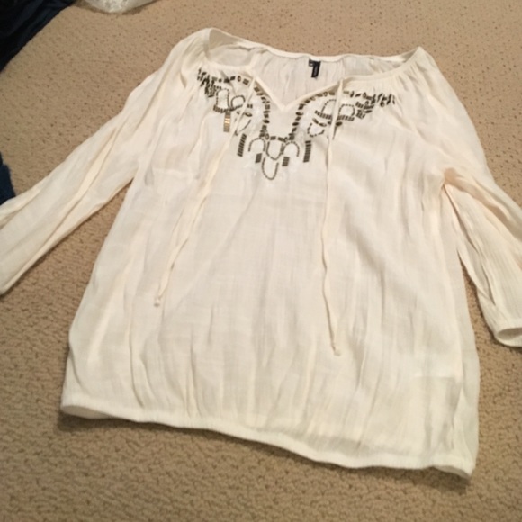 Cream flowy shirt from Maurice's