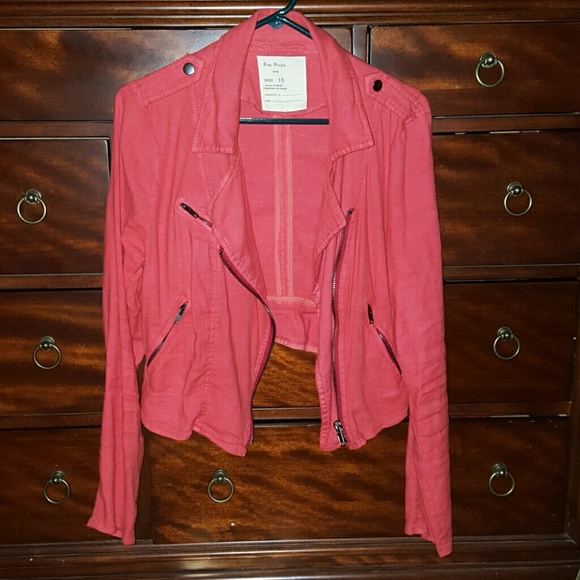 Free People Jackets & Blazers - Free People "Lovely in Linen" Crop Moto Jacket