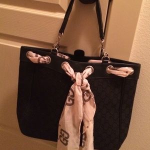 Black bag with scarf